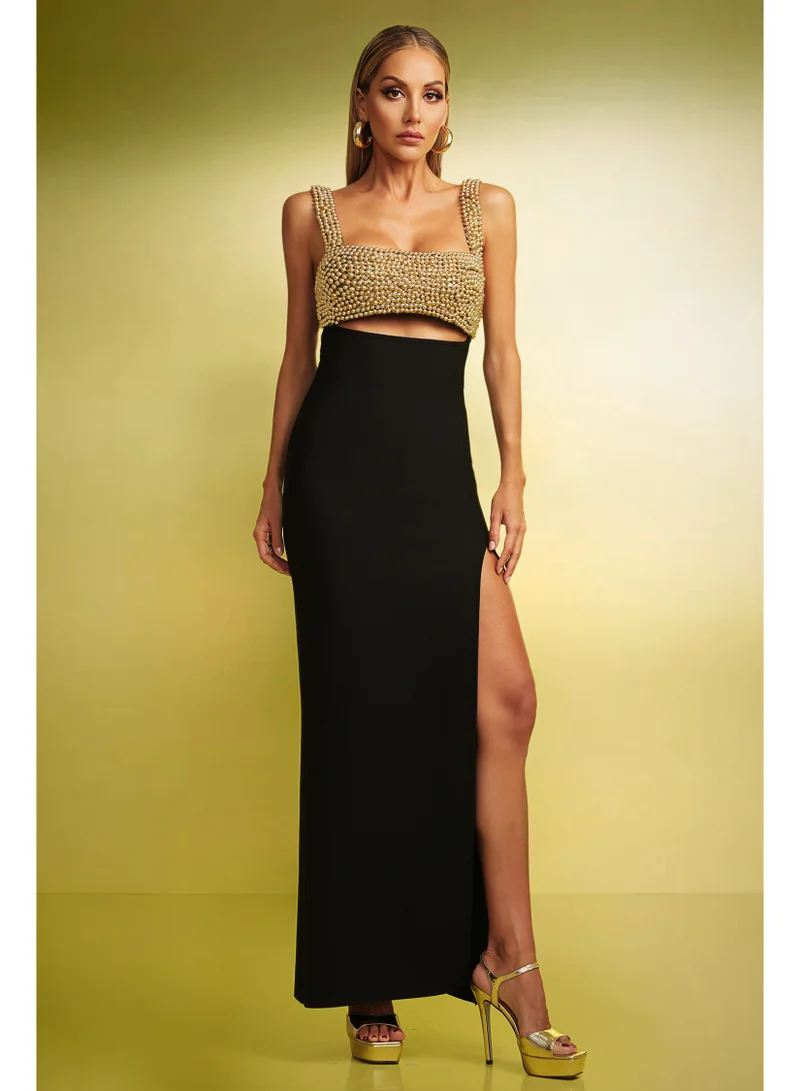 Bella Barnett Katty High Slit Sleeveless Bandage Maxi Dress